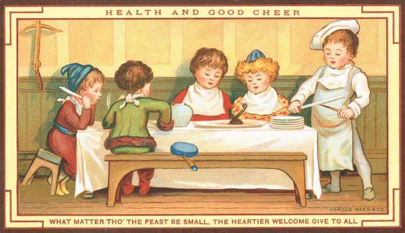 Seduti a un banchetto molto piccolo da English School
