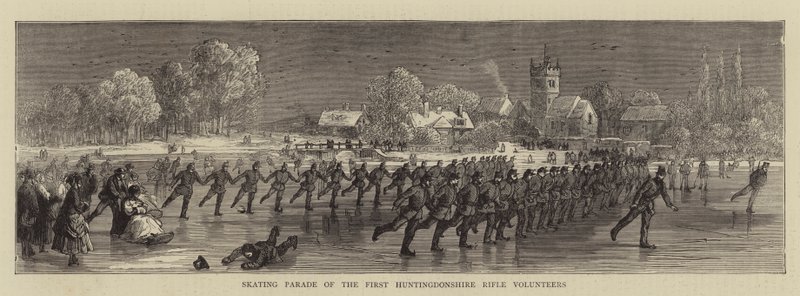 Parata di Pattinaggio dei Primi Volontari del Fucile di Huntingdonshire (incisione) da English School