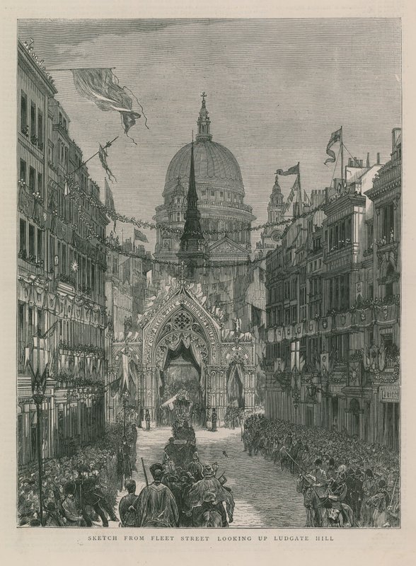 Schizzo da Fleet Street guardando verso Ludgate Hill da English School