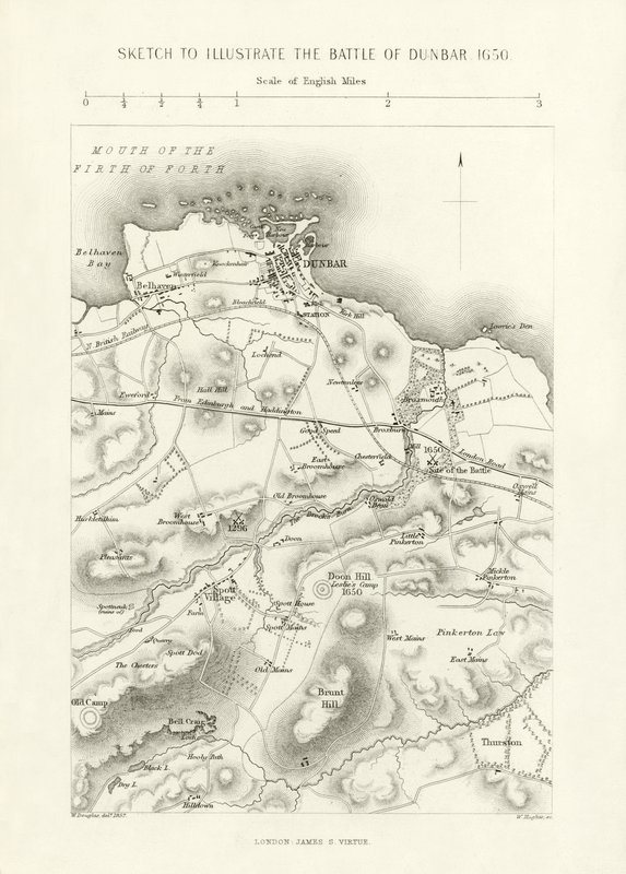 Schizzo per illustrare la Battaglia di Dunbar, 1650 da English School