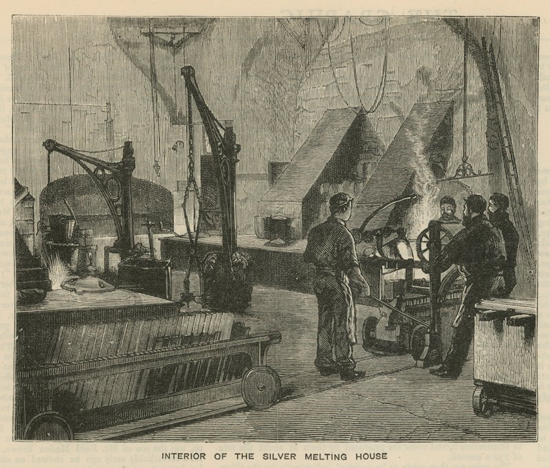 Schizzi alla Royal Mint, Tower Hill; interno della casa di fusione dell
