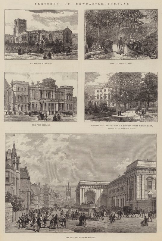 Schizzi di Newcastle-upon-Tyne (incisione) da English School