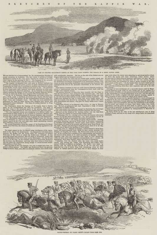 Schizzi della Guerra dei Kaffir (incisione) da English School