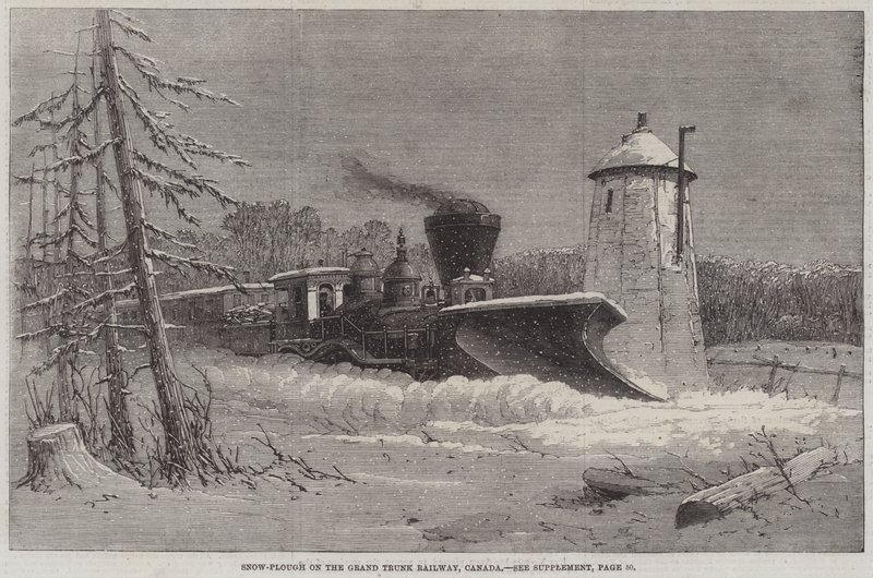 Spazzaneve sulla Grand Trunk Railway, Canada (incisione) da English School