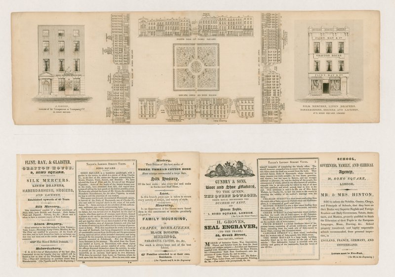 Soho Square, viste stradali di Tallis a Londra, c. 1838 da English School