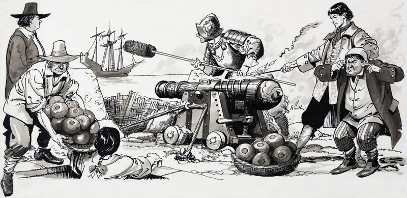 Soldati che sparano un cannone da English School