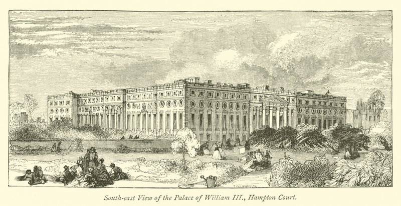 Vista sud-est del Palazzo di Guglielmo III, Hampton Court da English School