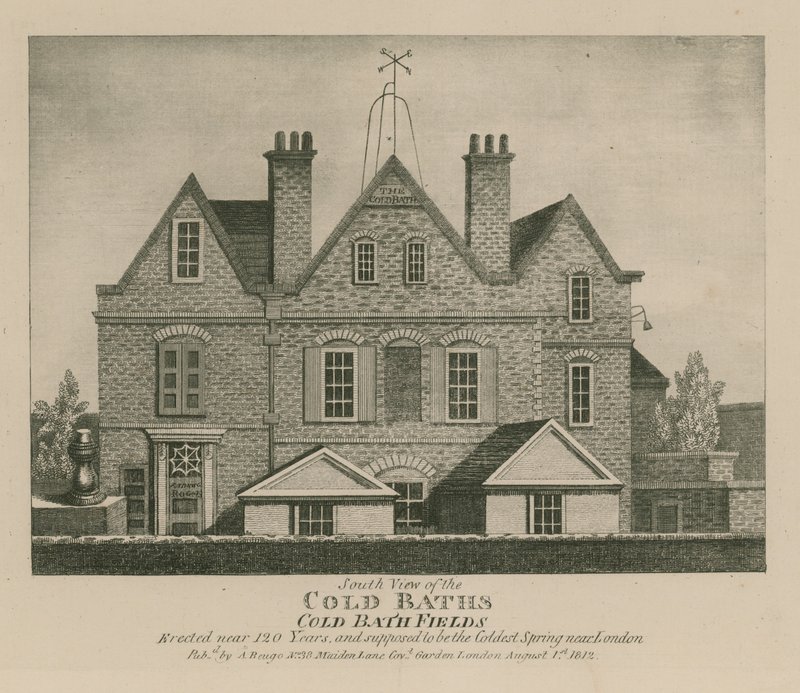 Vista sud delle terme fredde, Cold Bath Fields da English School