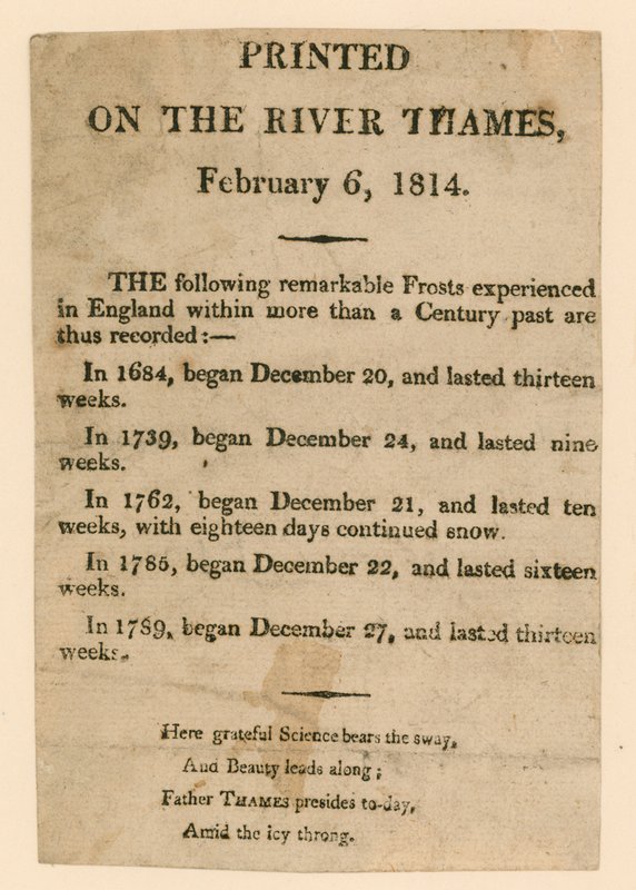Souvenir della Frost Fair del 1814 da English School