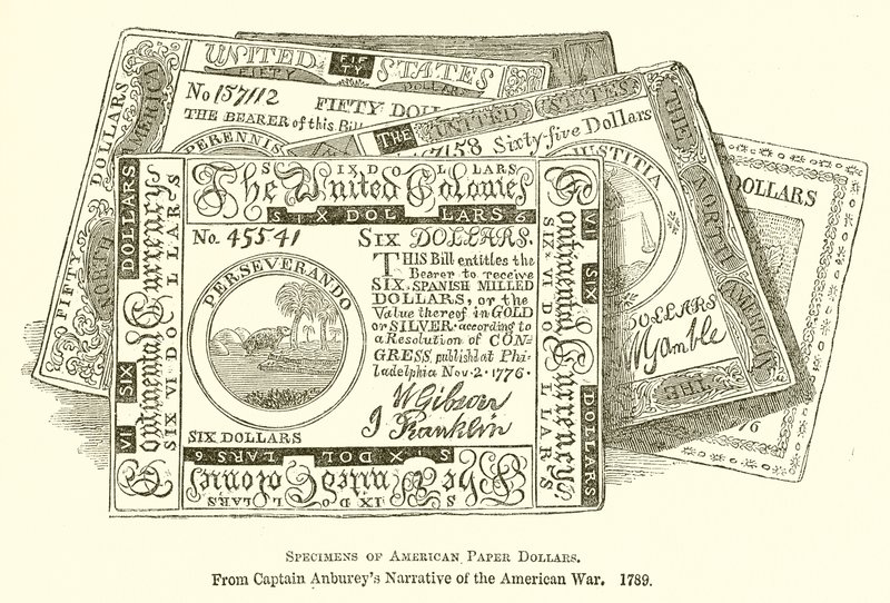 Esemplari di dollari di carta americani da English School