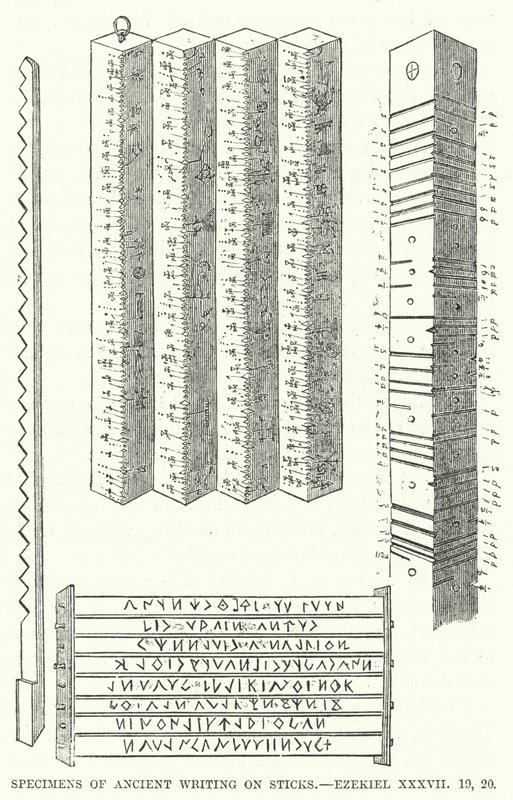 Esempi di antica scrittura su bastoni, Ezechiele XXXVII da English School