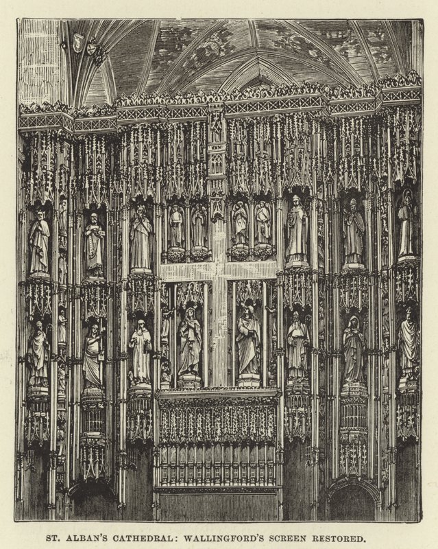 Cattedrale di St Albans, schermo di Wallingford restaurato da English School