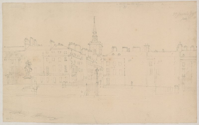 St Jamess Square, Londra; schizzo originale a matita da English School