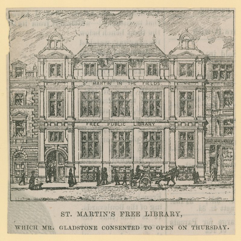 La Biblioteca Gratuita di St Martins, inaugurata da Mr Gladstone da English School