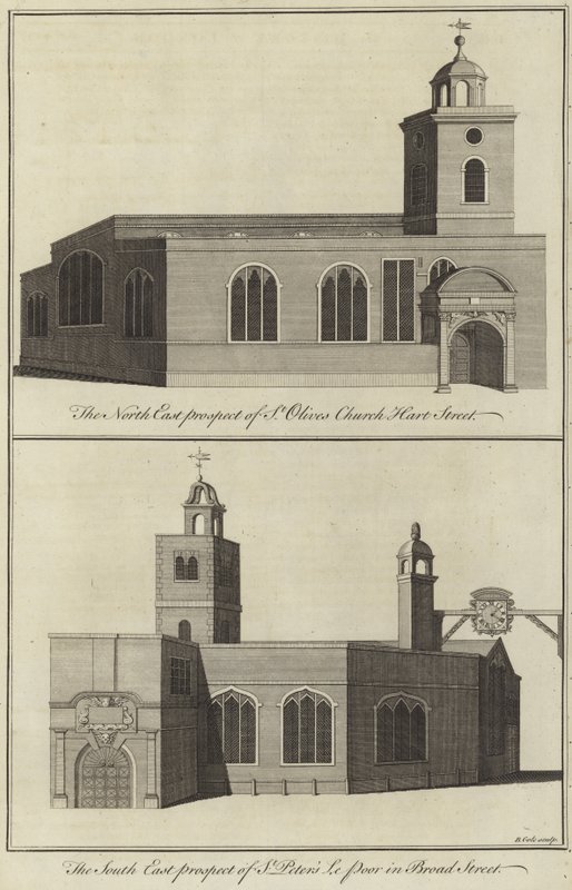 Chiesa di St Olave, Hart Street e Chiesa di St Peter le Poor, Broad Street, Londra da English School