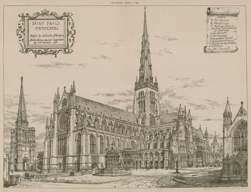 Cattedrale di St Paul, Londra, prima della distruzione della guglia da English School
