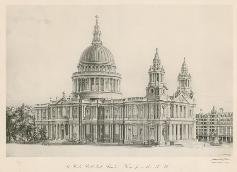 Cattedrale di St Paul, Londra, veduta da nord-ovest da English School