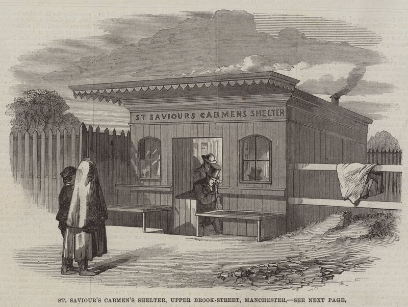 Rifugio per Carrettieri di St Saviour, Upper Brook-Street, Manchester (incisione) da English School
