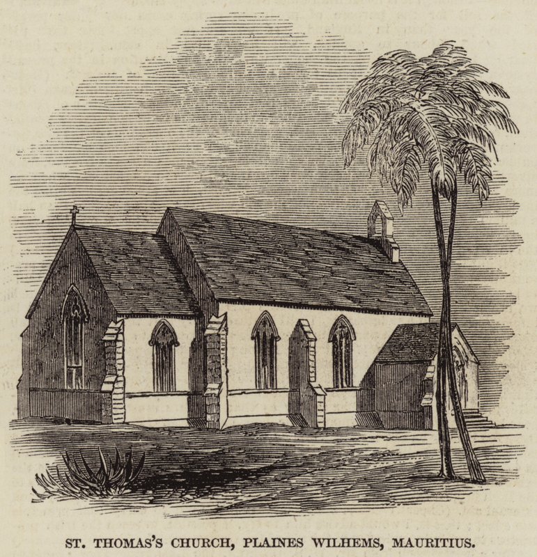 Chiesa di San Tommaso, Plaines Wilhems, Mauritius (incisione) da English School