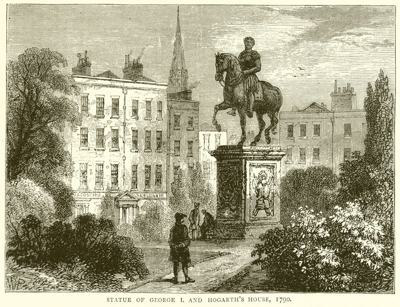 Statua di Giorgio I e casa di Hogarth da English School