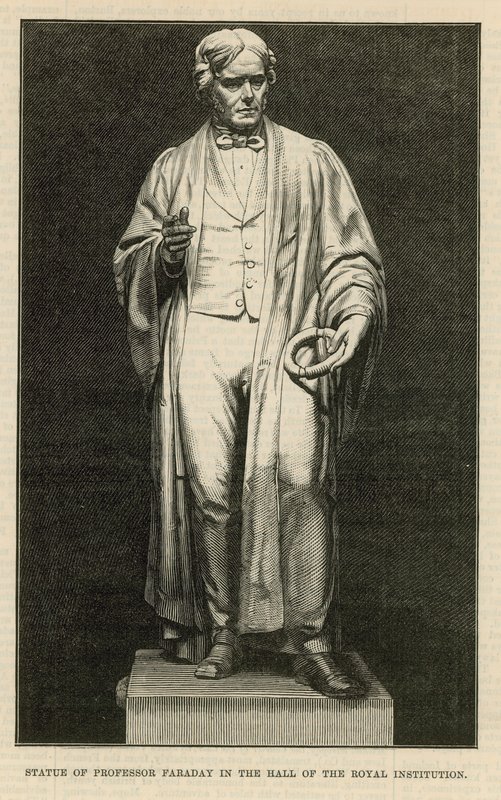 Statua del professor Faraday nella sala della Royal Institution da English School