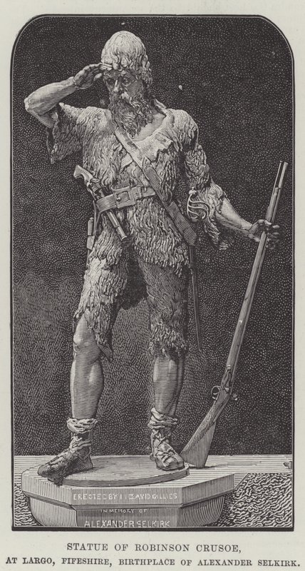 Statua di Robinson Crusoe, a Largo, Fifeshire, Luogo di Nascita di Alexander Selkirk da English School