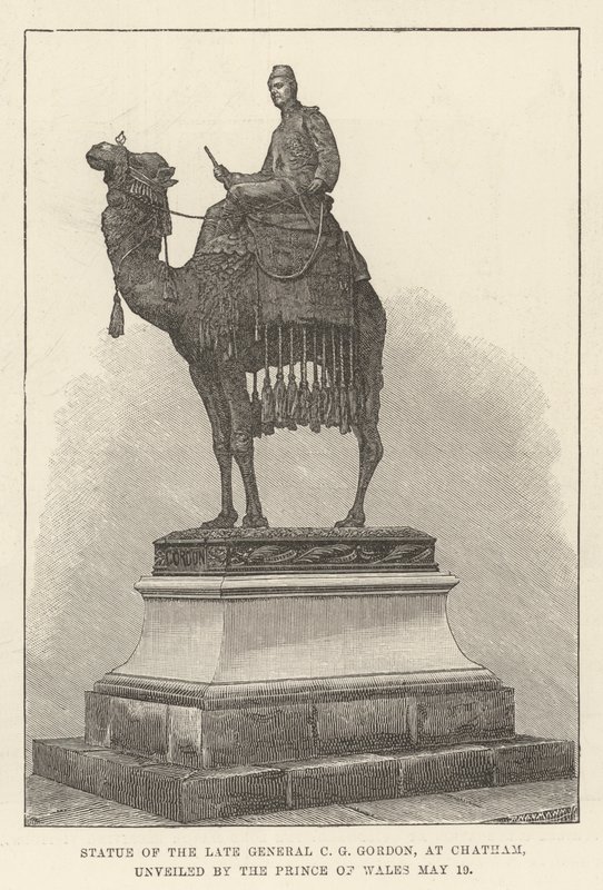 Statua del defunto Generale C G Gordon a Chatham, svelata dal Principe di Galles da English School