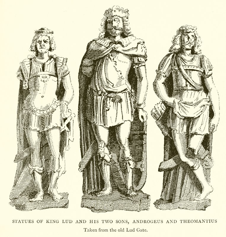 Statue di re Lud e dei suoi due figli, Androgeo e Teomanzio da English School