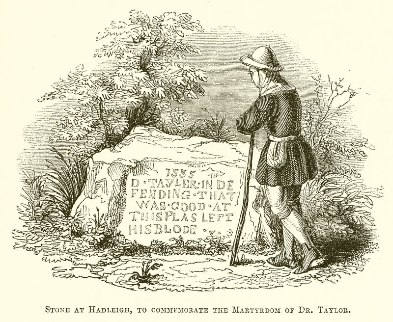Pietra a Hadleigh, per commemorare il martirio del Dr. Taylor da English School