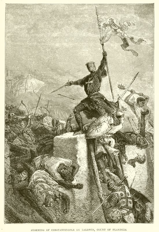 Assalto di Costantinopoli da parte di Baldovino, conte delle Fiandre da English School