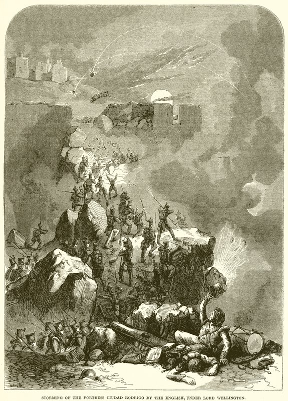 Assalto alla Fortezza di Ciudad Rodrigo da parte degli Inglesi, sotto Lord Wellington da English School