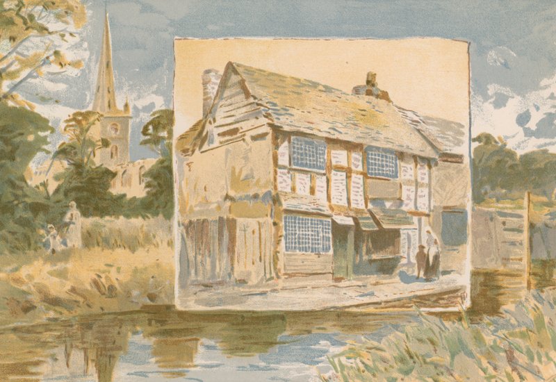 Stratford-on-Avon e la casa di Shakespeare prima del restauro da English School