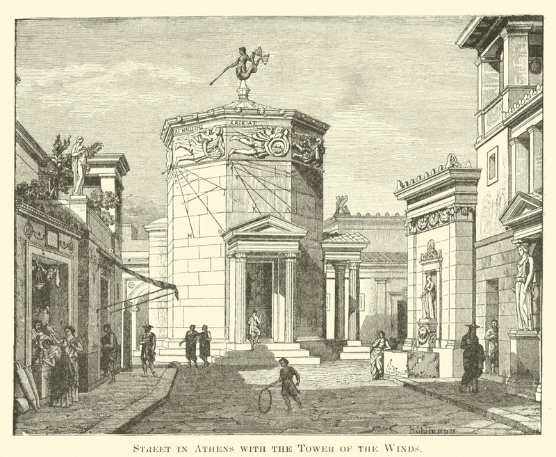 Strada ad Atene con la Torre dei Venti da English School