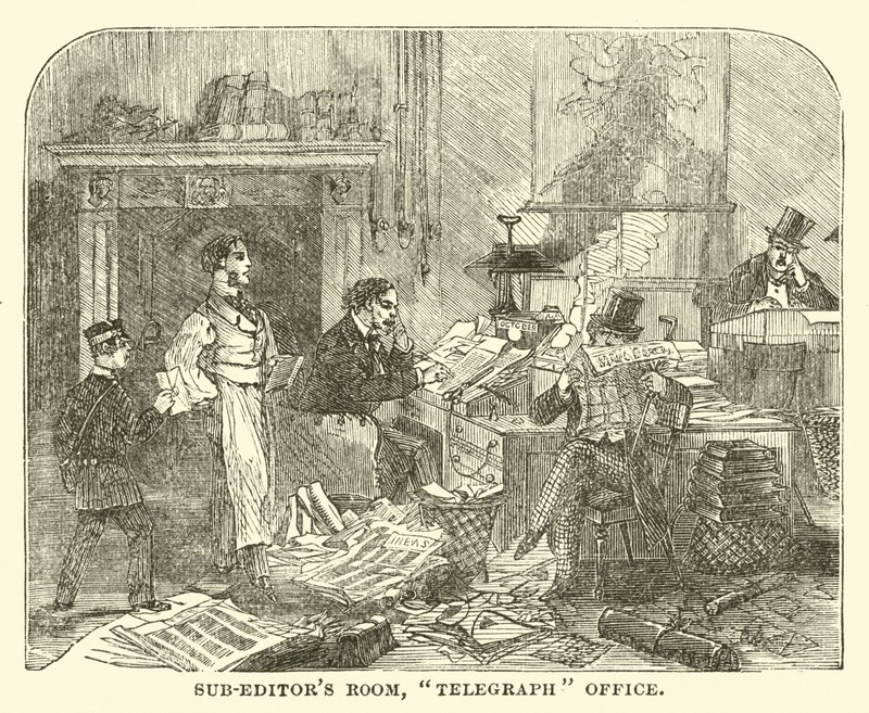 Sala dei sub-editori, ufficio del Telegraph da English School