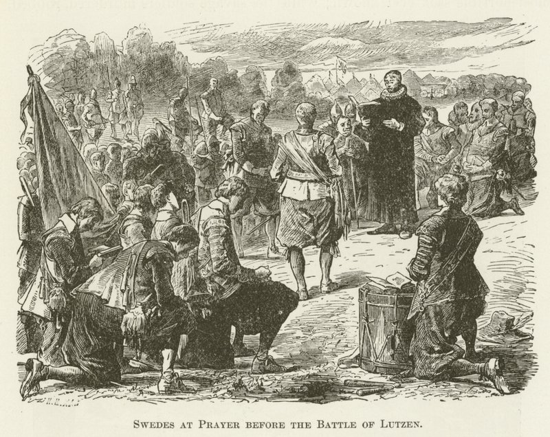 Gli svedesi in preghiera prima della battaglia di Lützen da English School