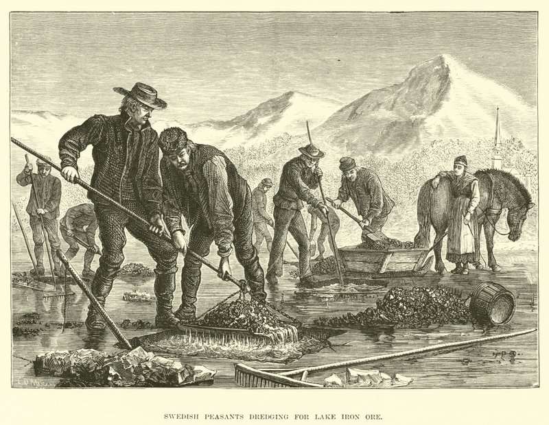 Contadini svedesi che dragano per il minerale di ferro del lago da English School