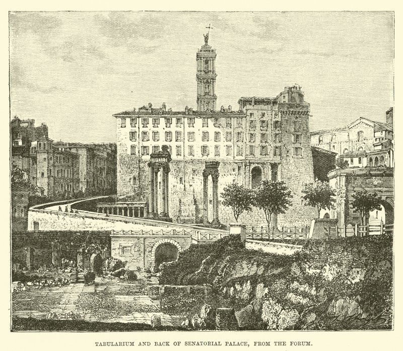 Tabularium e retro del Palazzo Senatorio, dal Foro da English School