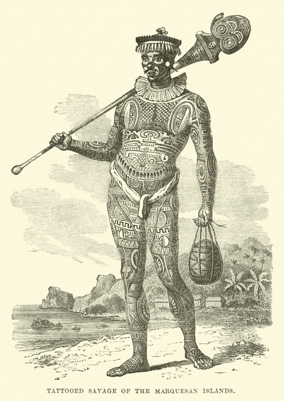 Selvaggio tatuato delle Isole Marquesas da English School