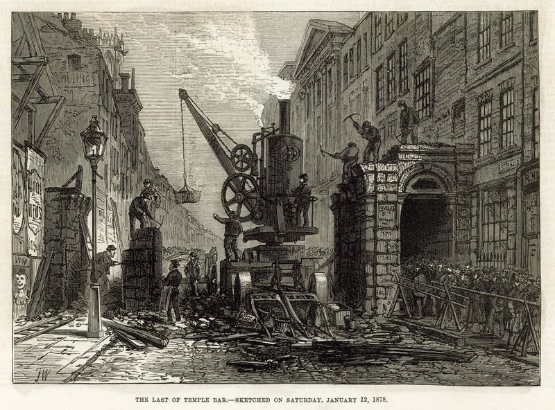 Temple Bar, Londra. Demolizione, 12 gennaio 1878 da English School