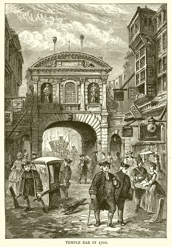 Temple Bar nel 1700 da English School