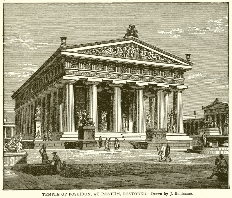 Tempio di Poseidone a Paestum, restaurato da English School