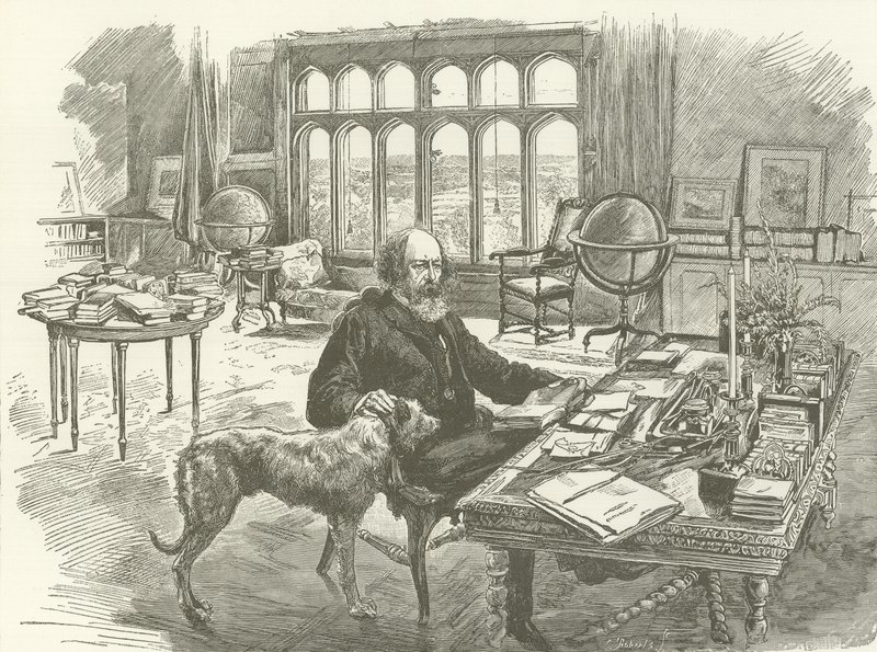 Tennyson nella sua biblioteca da English School