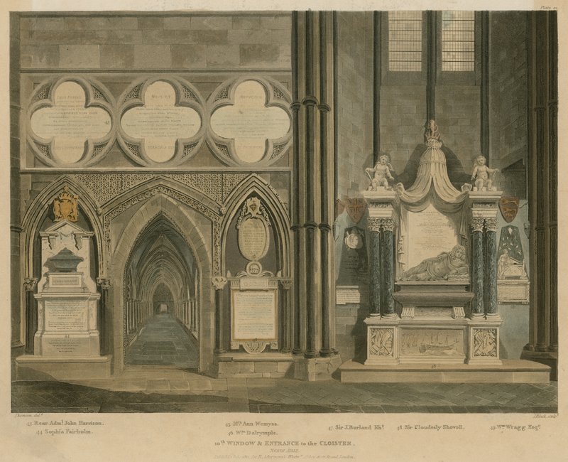 Decima finestra e ingresso al Chiostro, Navata Nord, Abbazia di Westminster, Londra da English School