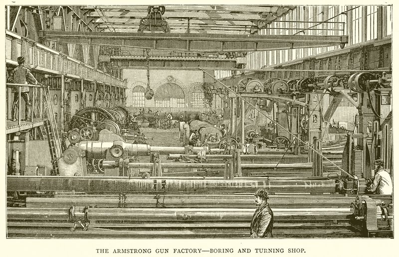 La fabbrica di cannoni Armstrong - Officina di alesatura e tornitura da English School