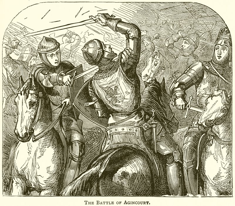 La battaglia di Azincourt da English School