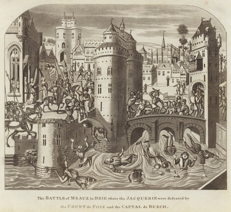 La battaglia di Meaux in Brie dove la Jacquerie fu sconfitta dal conte di Foix e dal Captal de Buch da English School