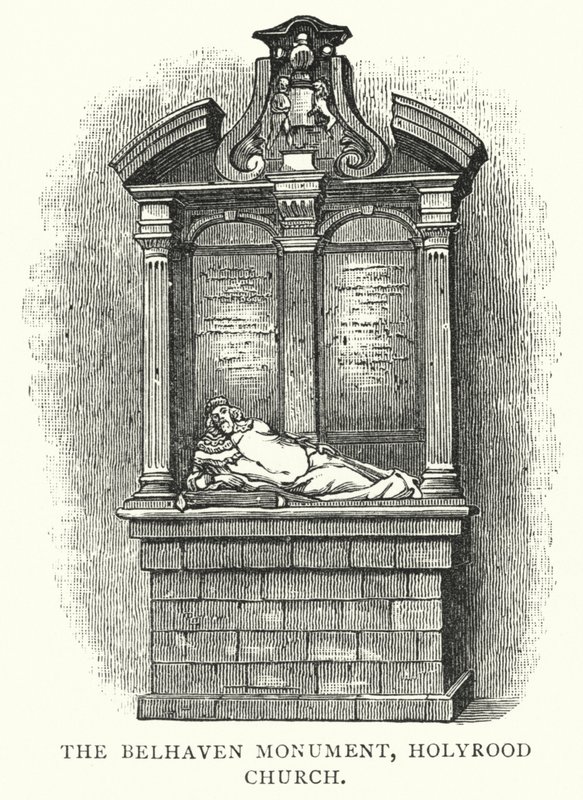 Il Monumento di Belhaven, Chiesa di Holyrood (incisione) da English School