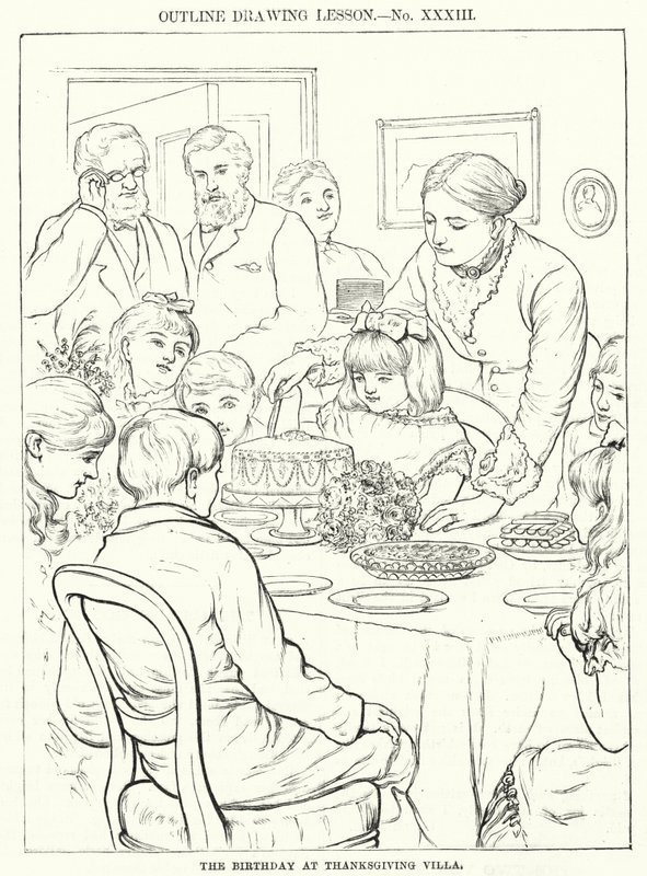 Il Compleanno a Thanksgiving Villa (incisione) da English School