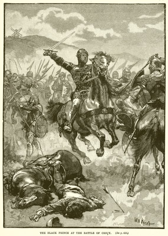 Il Principe Nero alla Battaglia di Crecy da English School