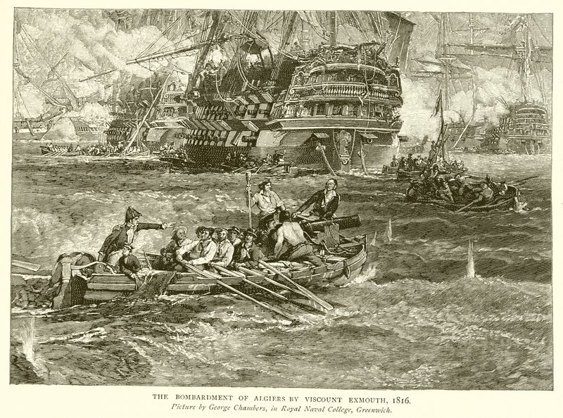 Il bombardamento di Algeri da parte del Visconte Exmouth, 1816 da English School